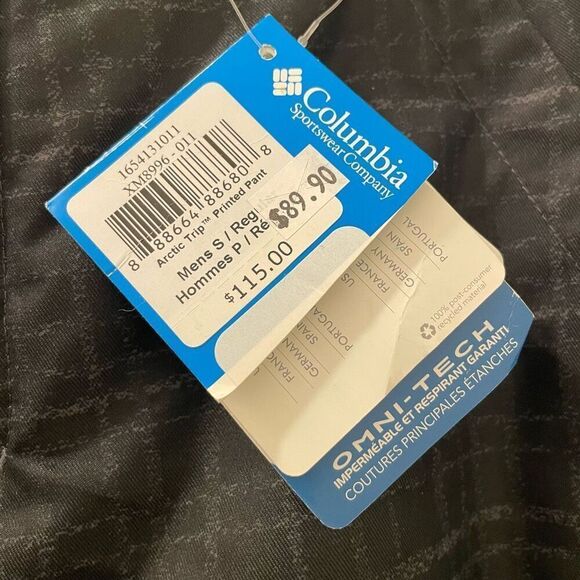 Columbia Arctic Trip Printed Pants Omni Tech Waterproof Men’s Size Small - Picture 4 of 7